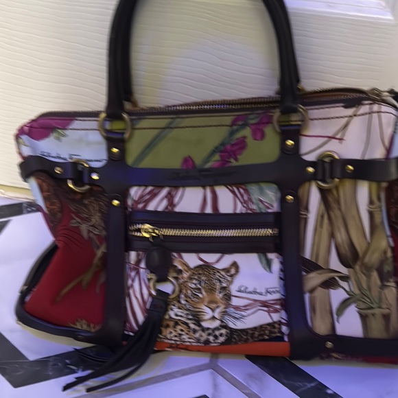 Salvatore Ferragamo Red and Green Satchel Bag - Picture 1 of 5